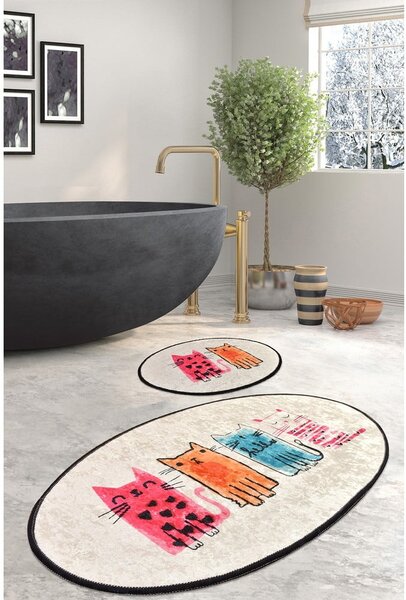 Světle hnědé koupelnové předložky v sadě 2 ks 60x100 cm Baby Cats – Foutastic