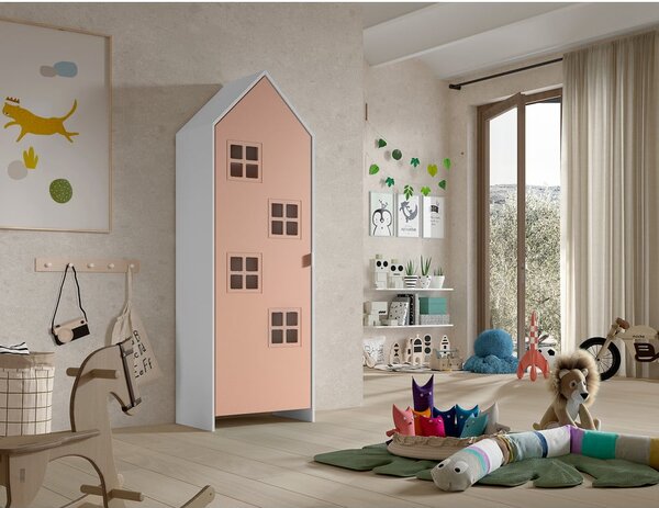 Bílo-růžová dětská šatní skříň 58x172x37 cm Casami Bruges – Vipack