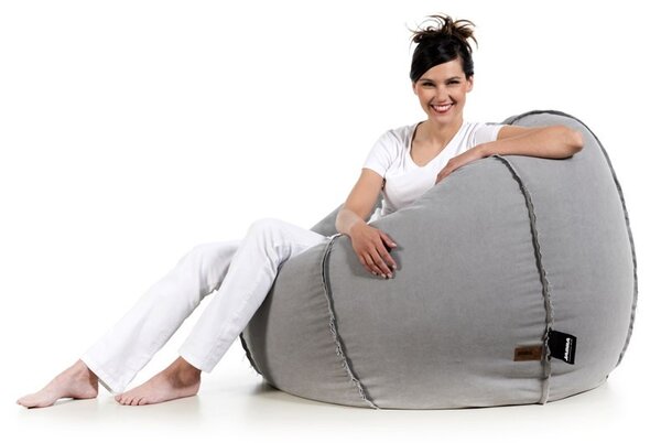 Sedací pytel BALLOON Denim – Pratelný Potah, Komfortní Sezení šedý P14