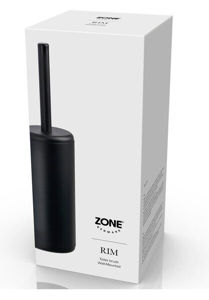 Černá nástěnná kovová WC štětka Rim - Zone