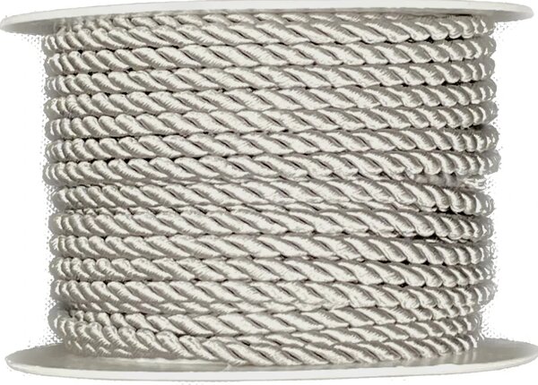 Provázek kroucený TwistCord Matte Silver stříbrný matný 3mm x 4m (5,- Kč/m)