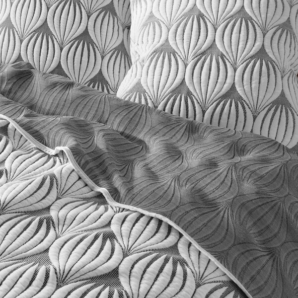 Bílý/šedý set přehozu a povlaku na polštář z mikrovlákna 220x240 cm Faustine – douceur d'intérieur