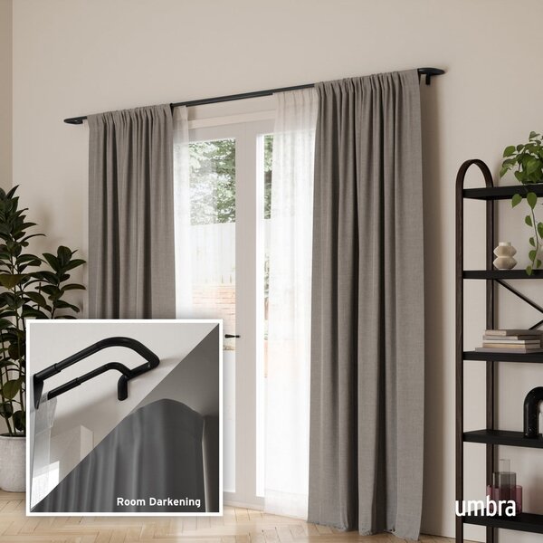 Ocelová roztažitelná dvojitá garnýž 76 - 213 cm Twilight – Umbra