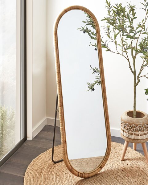 Stojací zrcadlo MONTOT 150 cm Ratan Přírodní