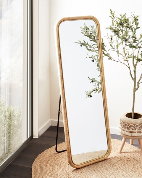 Stojací zrcadlo MALANGE 150 cm Ratan Přírodní