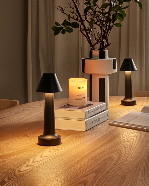 Sada 2 LED bezdrátových stolních lamp JOANES se stmívačem Kov Černá
