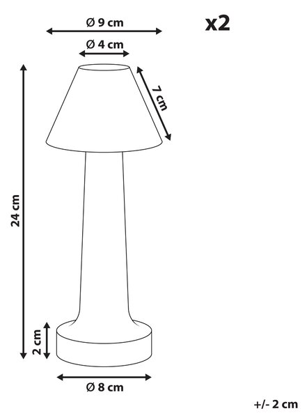 Sada 2 LED bezdrátových stolních lamp JOANES se stmívačem Kov Černá