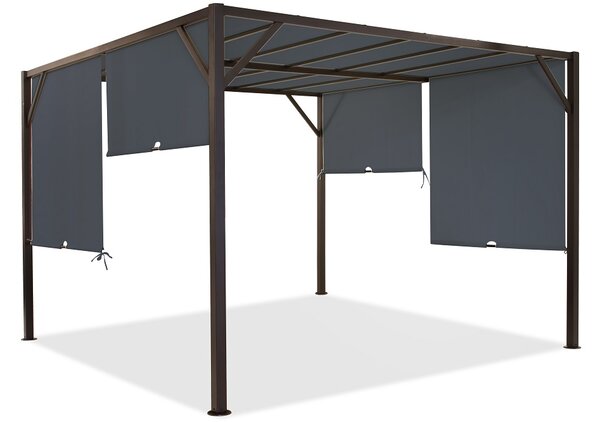 Kovová pergola na terasu Santorini 3 x 3 m hnědo-antracitová Garden Point