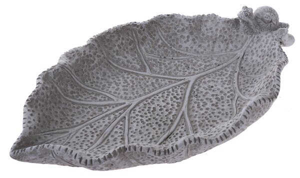 Betonové pítko pro ptáčky Leaf, 26,5 x 5,5 x 16,5 cm