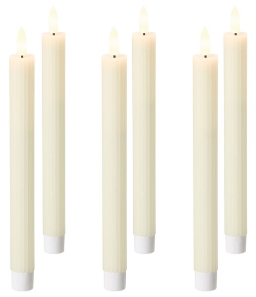 Sada 6 LED svíček SAPHIR 24 cm Krémově bílá