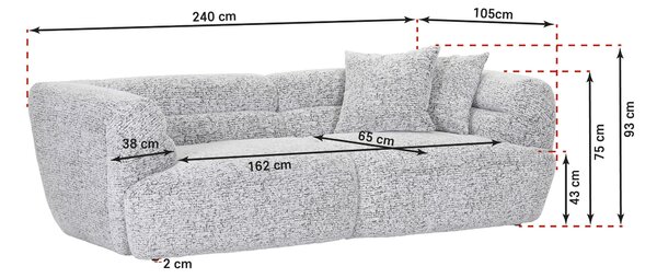 POHOVKA BIG SOFA, textil, černá, bílá Carryhome - Pohovky