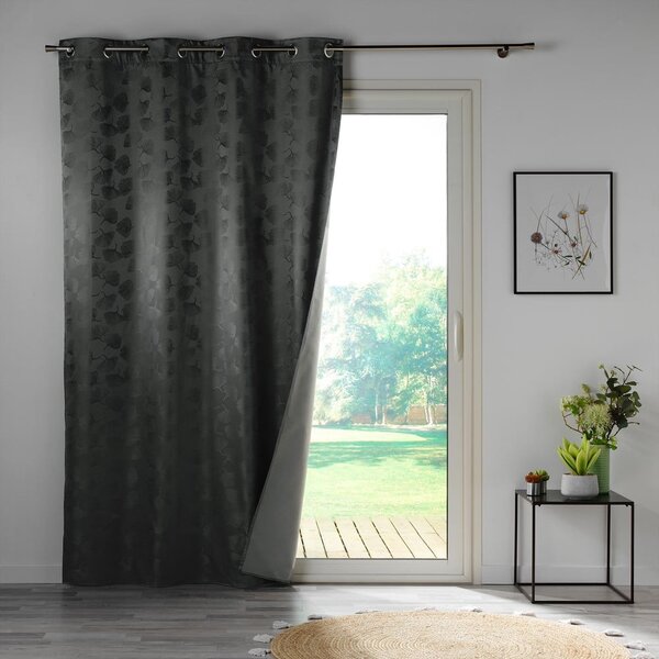 Antracitový zatemňovací závěs z žakáru 140x260 cm Lunella – douceur d'intérieur