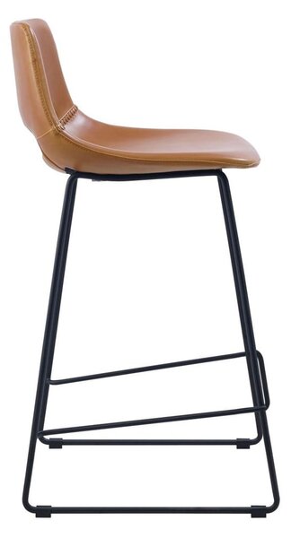 Koňakově hnědá barová židle z imitace kůže (výška sedáku 65 cm) Zahara – Kave Home