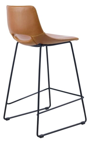 Koňakově hnědá barová židle z imitace kůže (výška sedáku 65 cm) Zahara – Kave Home