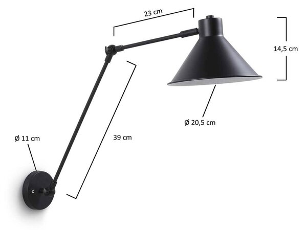 Černé nástěnné svítidlo Dione – Kave Home
