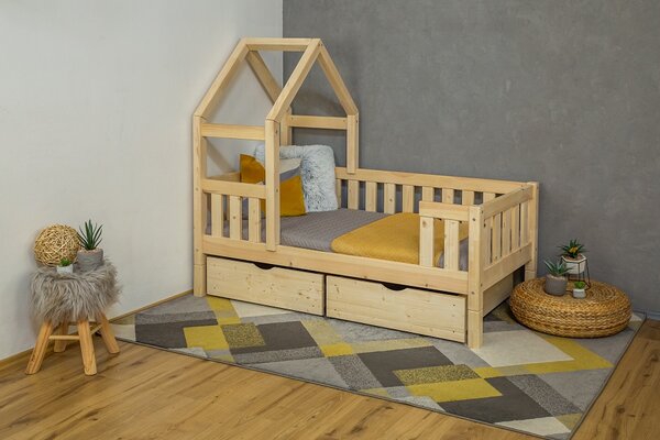 Dětská postel domeček Zara - dva šuplíky