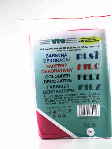 VTC Látková dekorativní plsť 50 x 60 cm fuchsiová