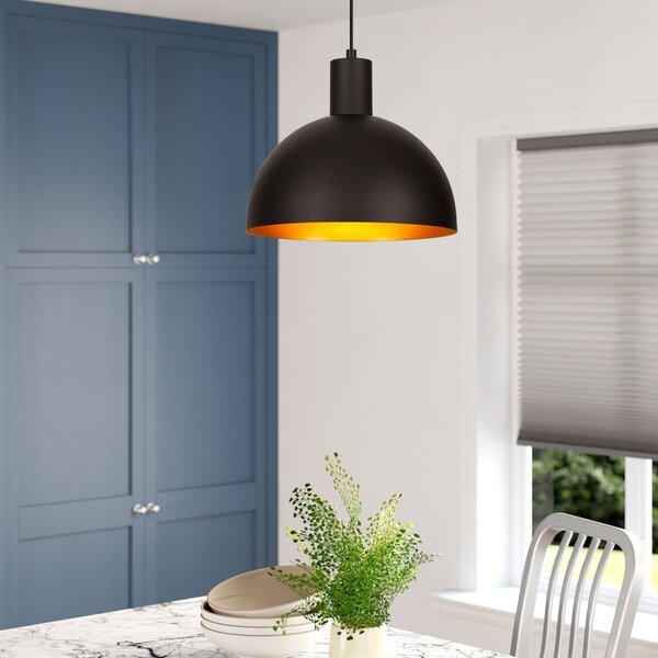 Černé/ve zlaté barvě závěsné svítidlo s kovovým stínidlem ø 30 cm Bakh – Opviq lights