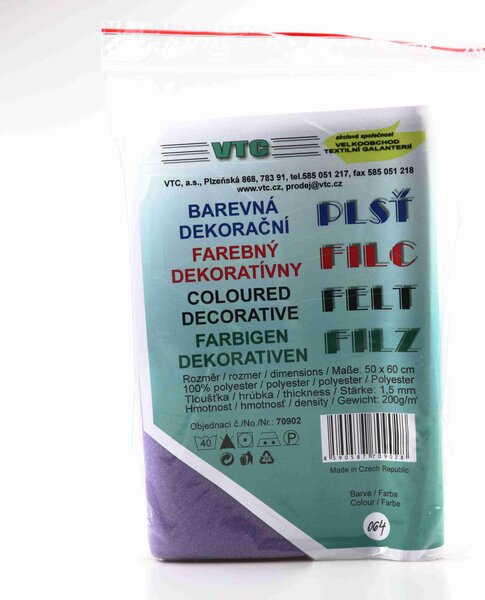 VTC Látková dekorativní plsť 50 x 60 cm lila
