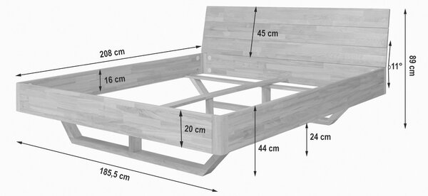 POSTEL, 180/200 cm, barvy dubu MID.YOU - Manželské postele, Online Only