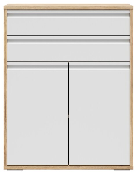 KOMODA, bílá, barvy dubu, 80/100/41 cm Carryhome - Šuplíkové komody