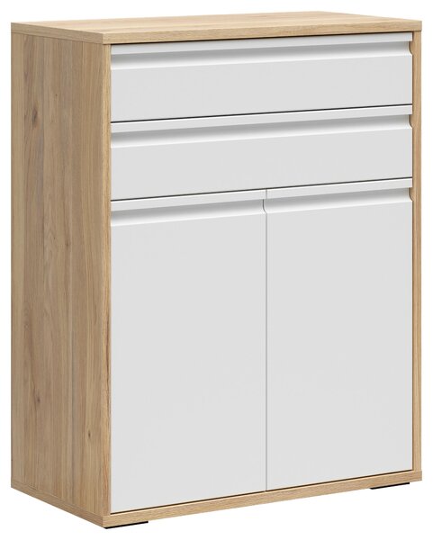 KOMODA, bílá, barvy dubu, 80/100/41 cm Carryhome - Šuplíkové komody
