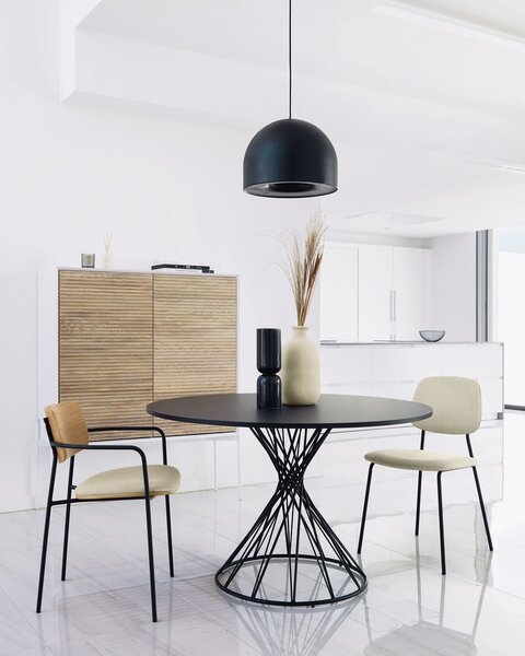 Černý kulatý jídelní stůl se skleněnou deskou ø 120 cm Niut – Kave Home