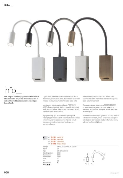 Redo 01-4802 - LED Flexibilní lampička HELLO LED/3W/230V bronzová