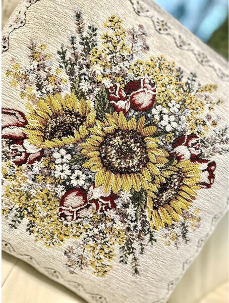 Gobelínový povlak na polštář Slunečnice Chenille IT101 Barva Vícebarevná Rozměry 42x42 cm