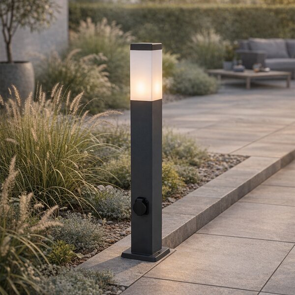 Venkovní lampa tmavě šedá 80 cm s paticí IP44 - Malios