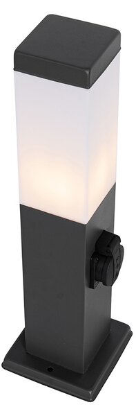 Venkovní lampa tmavě šedá 45 cm se zásuvkou IP44 - Malios