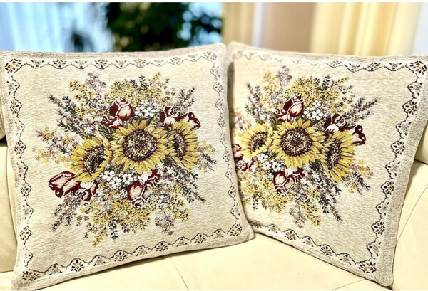 Gobelínový povlak na polštář Slunečnice Chenille IT101 Barva Vícebarevná Rozměry 42x42 cm