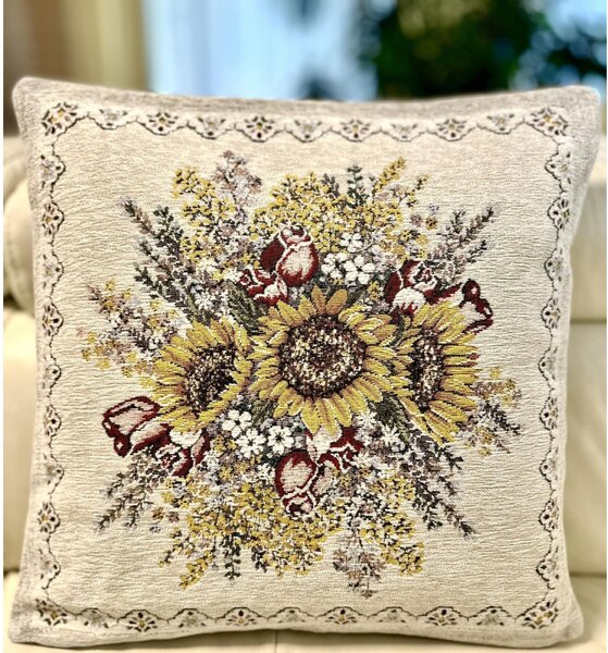 Gobelínový povlak na polštář Slunečnice Chenille IT101 Barva Vícebarevná Rozměry 42x42 cm