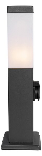 Venkovní lampa tmavě šedá 45 cm se zásuvkou IP44 - Malios