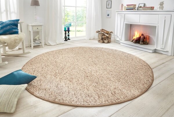 Světle hnědý kulatý koberec ø 200 cm Wolly – BT Carpet