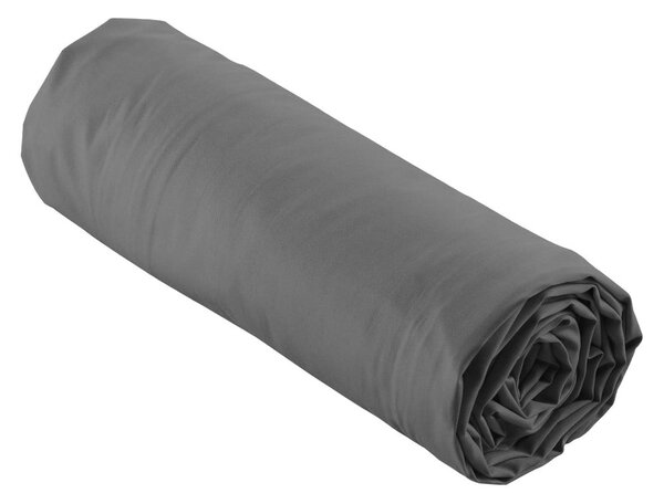 Antracitové napínací prostěradlo z bavlněného perkálu 90x190 cm Percaline – douceur d'intérieur