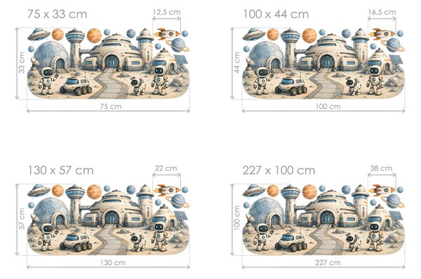 Základna robotů samolepky na zeď vesmír arch 75 x 33 cm