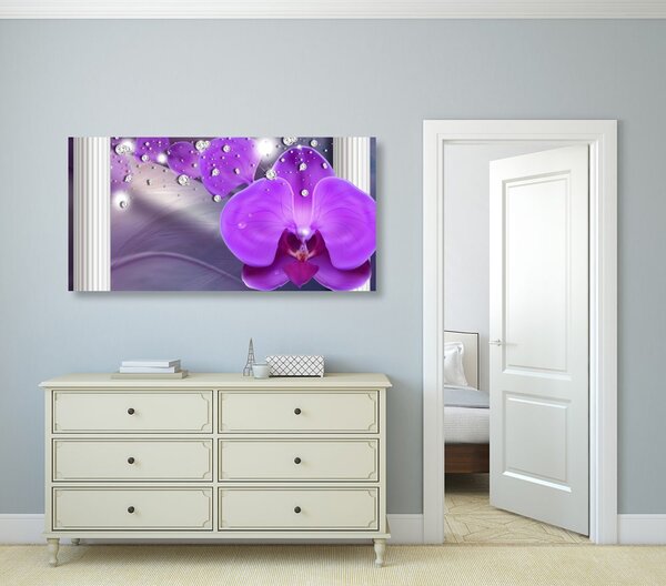 Obraz orchidej při řeckých sloupech