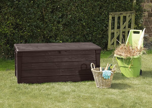 Zahradní úložný box BRIGHTWOOD — 455L, plast, hnědá, nosnost 220 kg