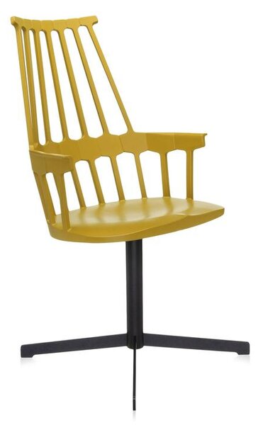 Kartell - Židle Comback Swivel Base, žlutá