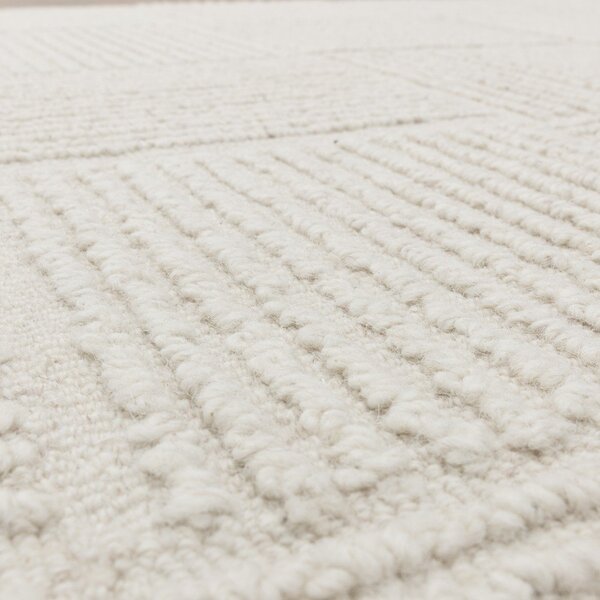 Slonovinový ručně tkaný vlněný koberec 120x170 cm Zennith Grid – Asiatic Carpets