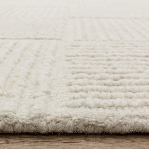 Slonovinový ručně tkaný vlněný koberec 120x170 cm Zennith Grid – Asiatic Carpets