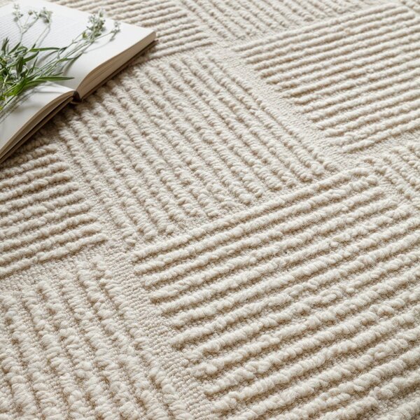 Slonovinový ručně tkaný vlněný koberec 120x170 cm Zennith Grid – Asiatic Carpets