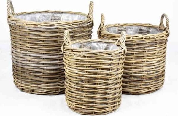 RATANOVÉ Koše DRIE XLS, Grey, SET 3 kusy (Van der Leeden®)