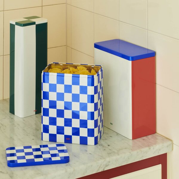 Plechová dóza Tin Large Blue/Off-white