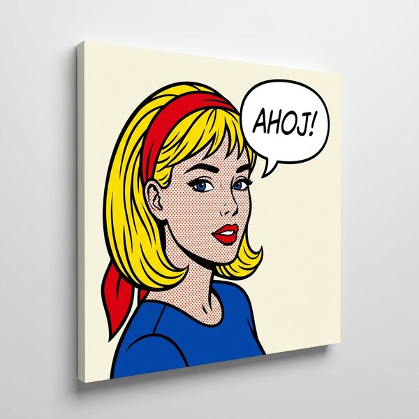 Komiksový pop-art obraz z fotky – dárek na plátně s vlastní bublinou - 30 × 30 cm