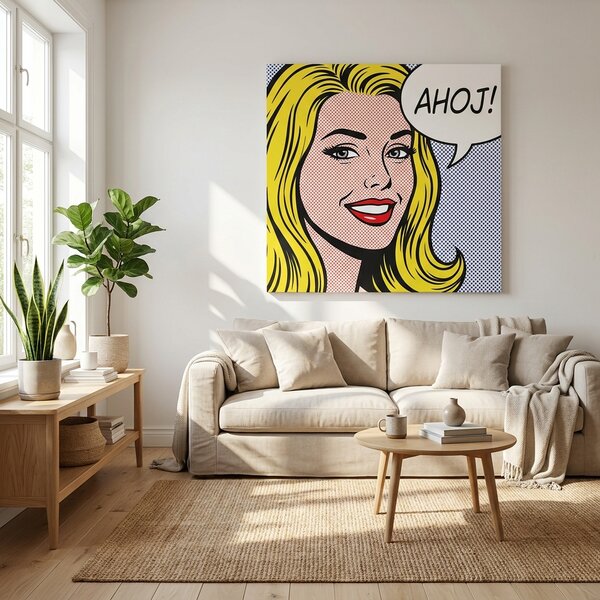 Komiksový pop-art obraz z fotky – dárek na plátně s vlastní bublinou - 30 × 30 cm