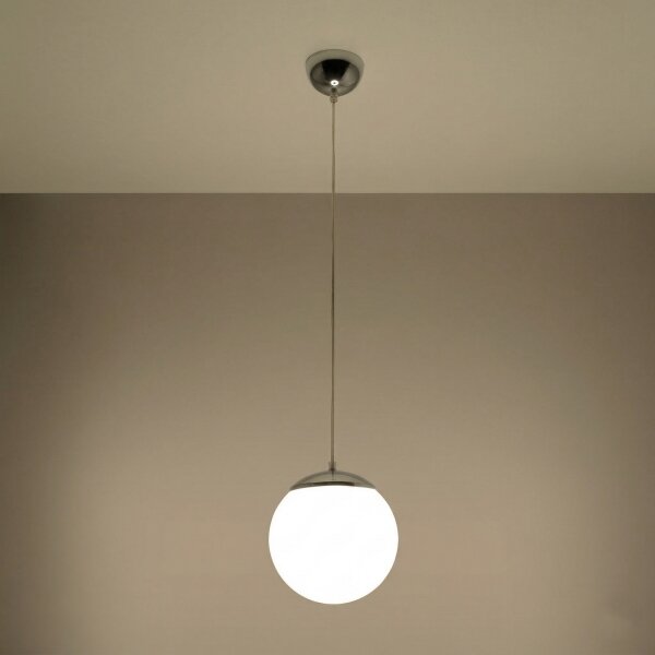 Sollux SL.0263 - Lustr na lanku UGO 1xE27/15W/230V pr. 20 cm bílá/lesklý chrom