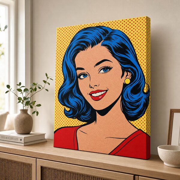 Komiksový pop-art obraz z fotky – dárek na plátně s vlastní bublinou - 30 × 30 cm