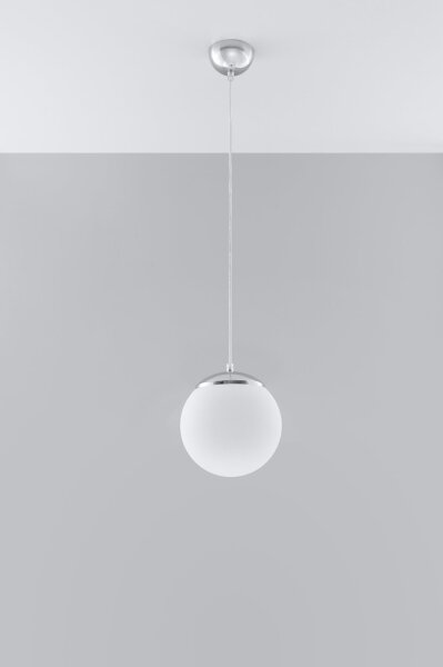 Sollux SL.0263 - Lustr na lanku UGO 1xE27/15W/230V pr. 20 cm bílá/lesklý chrom